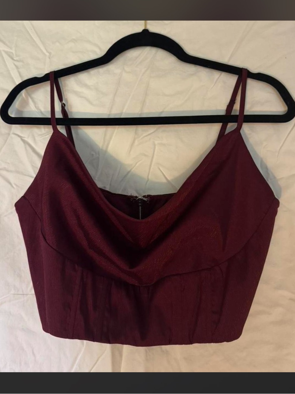 Lulu's Burgundy Cowl Neck Crop Cami